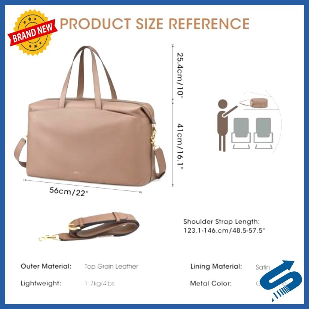Large Leather Weekender Duffel Bag with Laptop Compartment Carry On Tote - Picture 3 of 7
